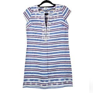 Hiho Rachel Dress Striped Print 100% Linen Size XS